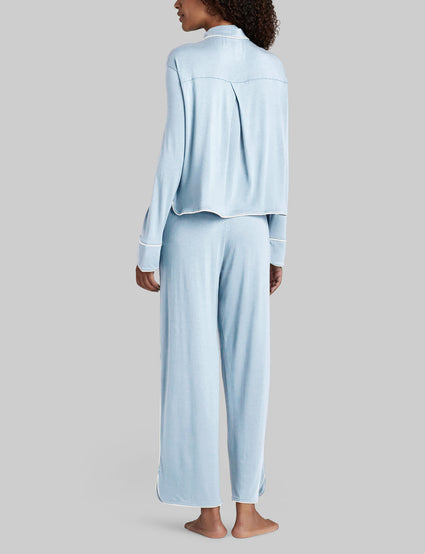 Jonny Black Satin Long-Sleeve Pajama Top