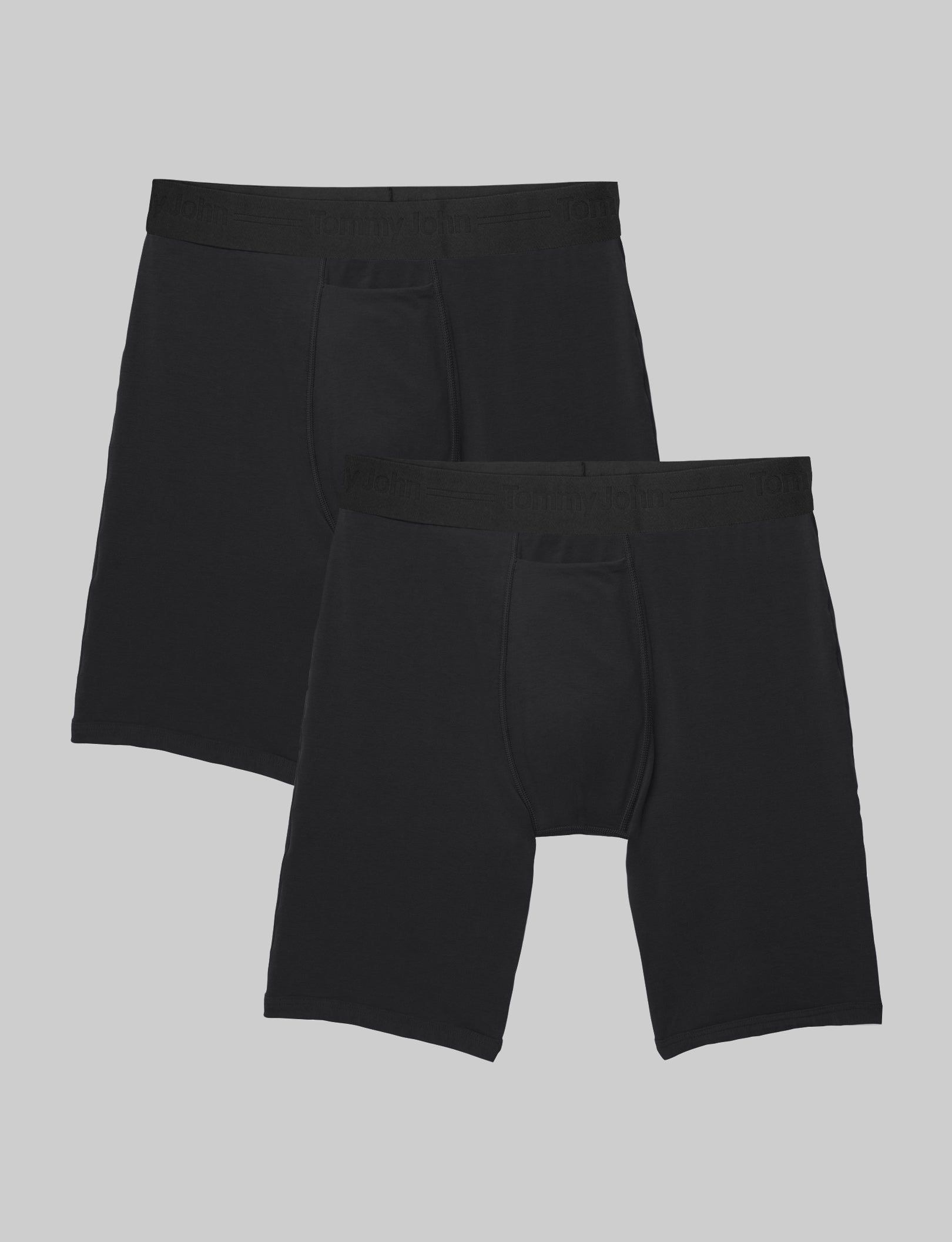 Tommy John Boxer Brief Cotton Basic 6 Inseam Small 2 pairs Black Logo Band  NEW