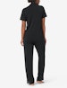 Women's Lace Trim Short Sleeve Top and Pant Pajama Set, Black