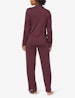 Women's Lace Trim Long Sleeve Top and Pant Pajama Set, Winetasting
